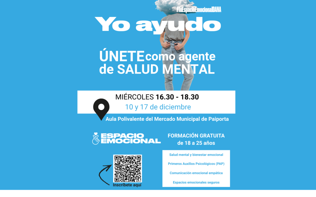 Espacio Emocional DANA organiza una formación para  jóvenes en Paiporta el próximo 10 y 17 de diciembre